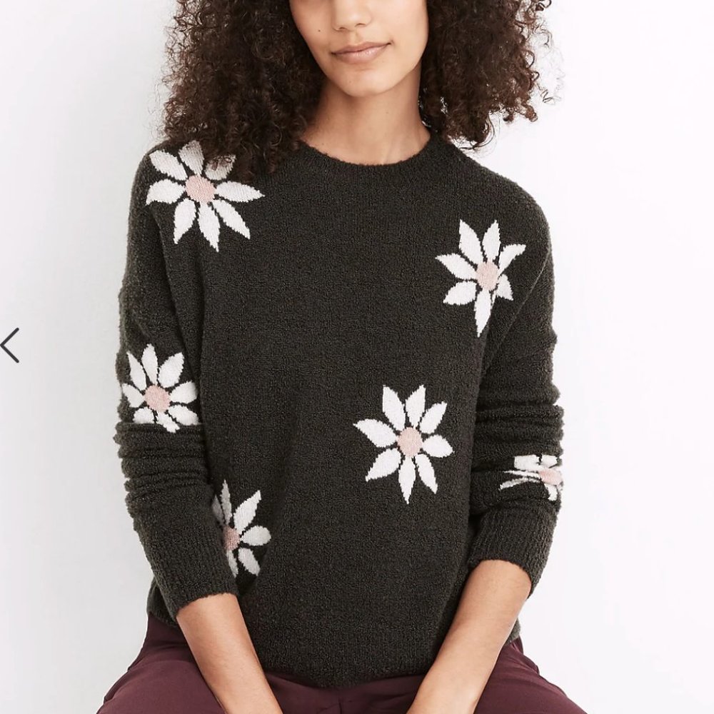 Floral Intarsia Pullover Sweater